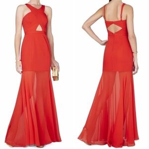 NWT BCBG Red Long BCBGMaxAzria Ria Crossover Dress in Bright Red